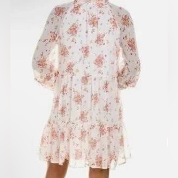 Vince Camuto Ivory/Pink/Gold Floral Lightweight Dress Women's LARGE - Picture 2 of 8